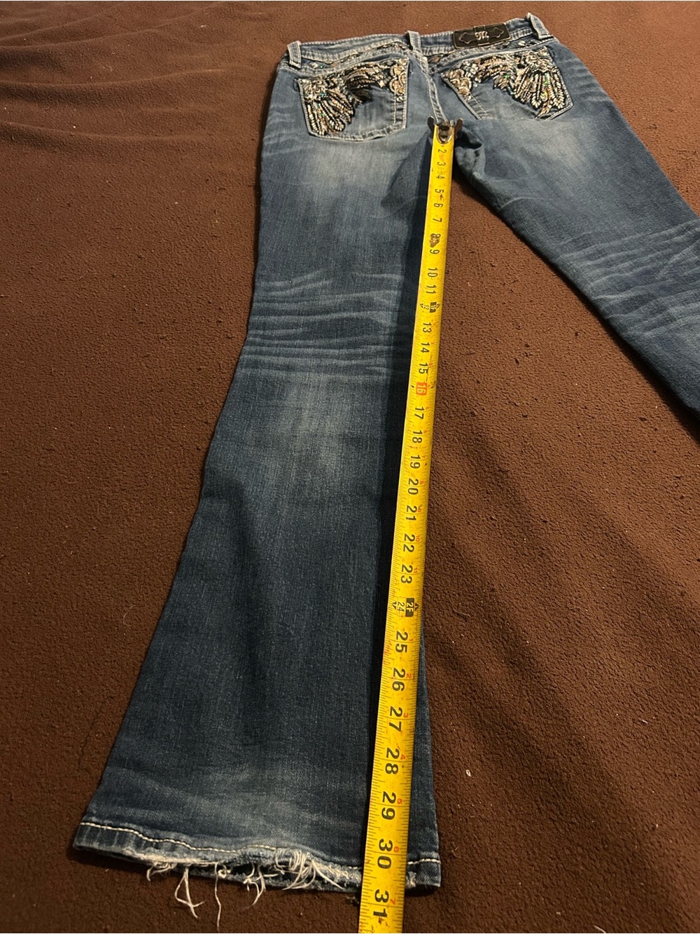 Miss Me Medium Blue Bootcut Jeans with Embellished Pockets